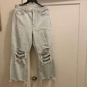 Velvet Trendy Light Blue Distressed Wide Leg Jeans - Preloved